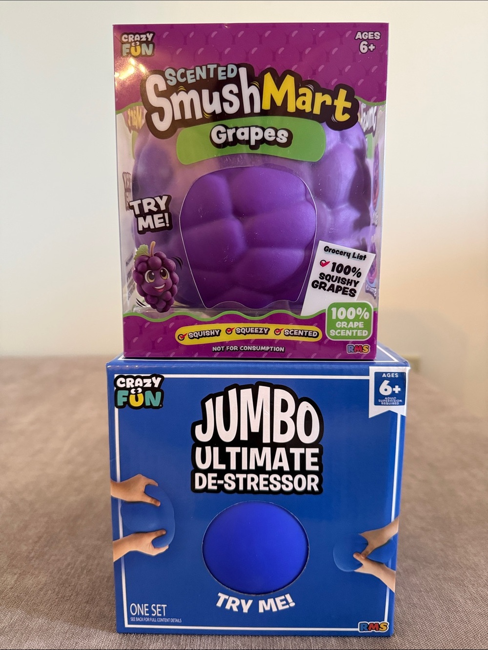 SmushMart Scented Grape Squishy + Jumbo Ultimate De-Stressor Set - Purple & Blue